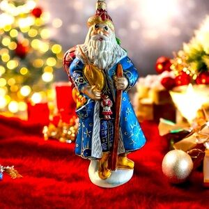 Christopher Radko SIBERIAN SANTA Ornament Russian Blue Coat Retired & Rare